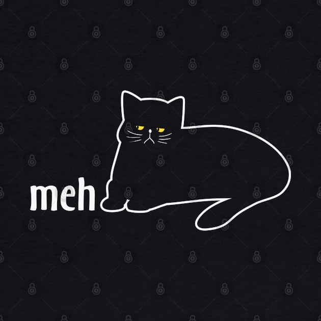 Meh Funny Black Cat by BadDesignCo